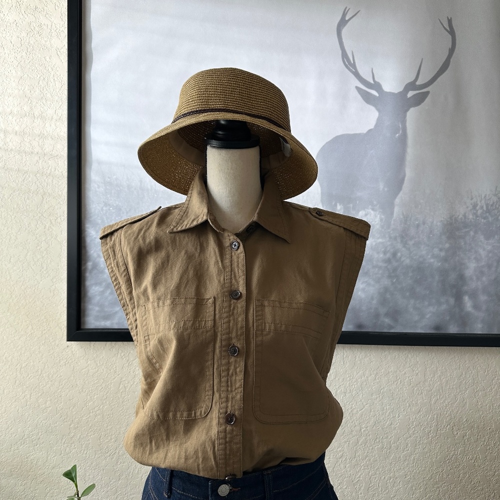Banana Republic Factory Linen Cap Sleeves Solid Top